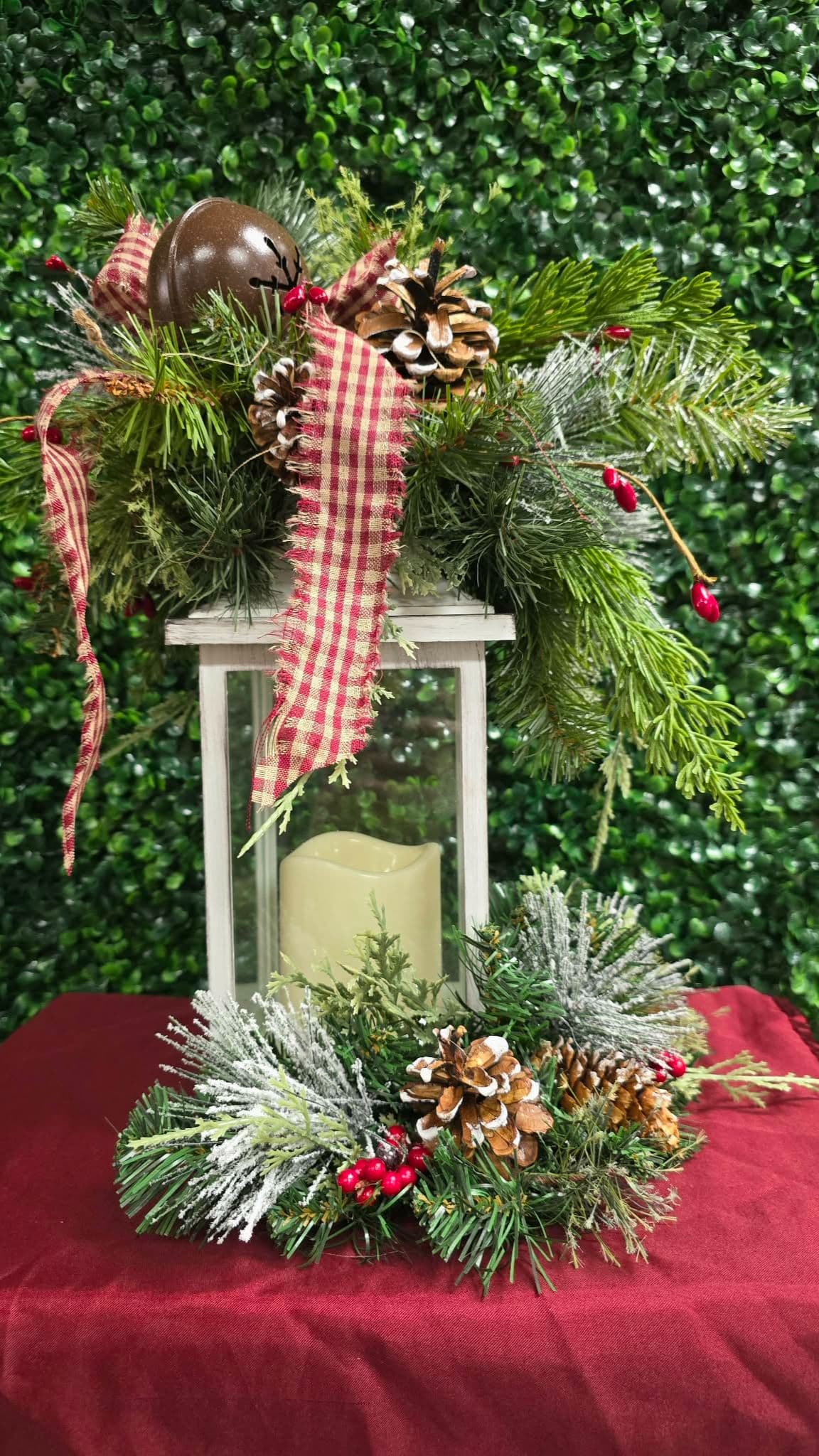 White Lantern With Bell Centerpiece