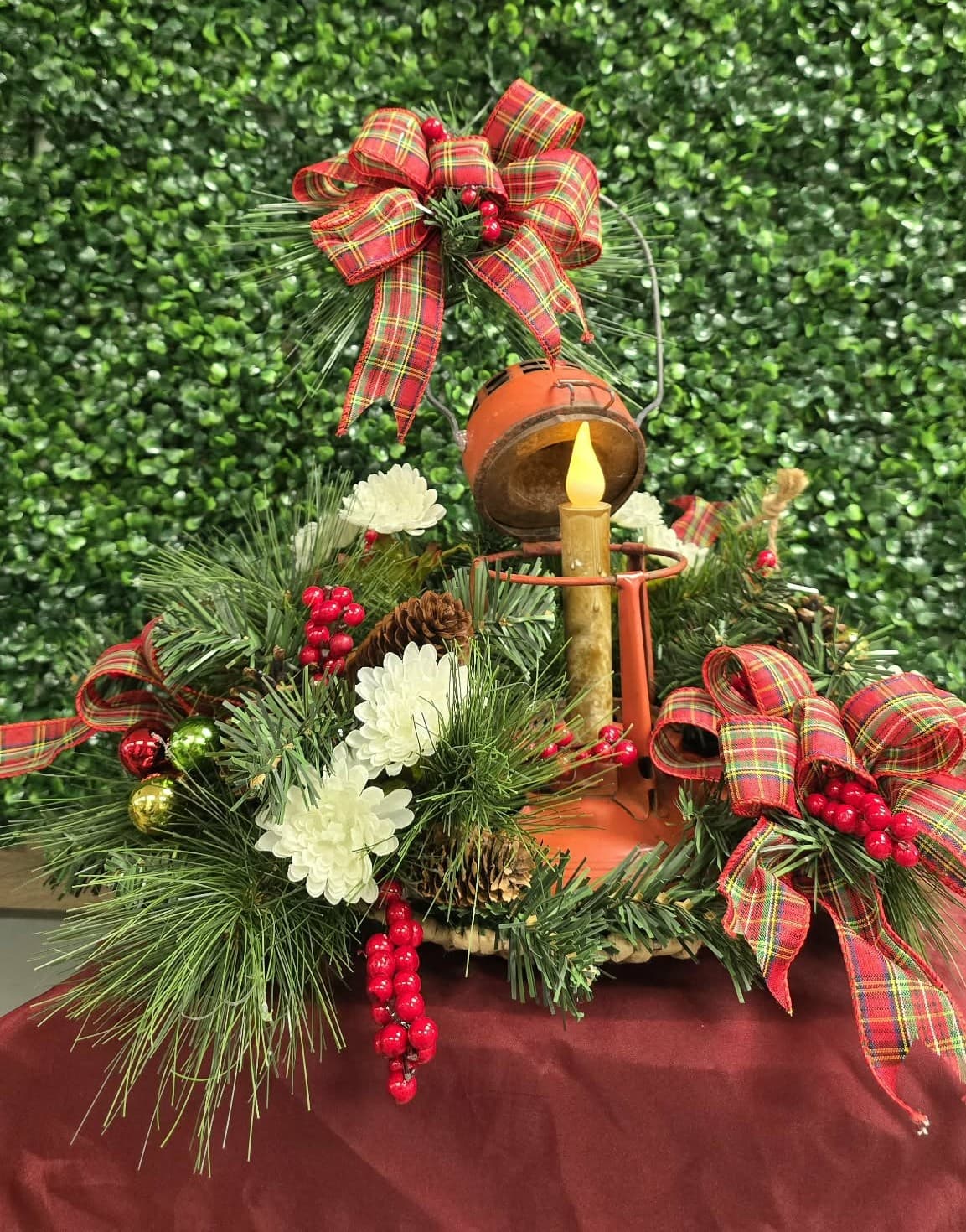 Red Lantern with Candle and bows